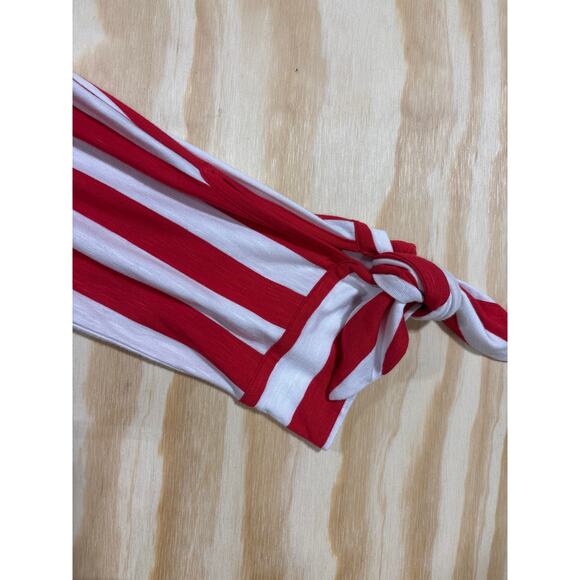 Soft Surroundings Women’s Top Size PM Red & White Stripe Tie Sleeve Soft Knit - Picture 5 of 7